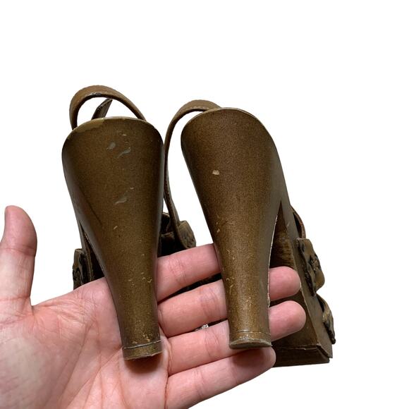 Candie's Vintage Platform Closed Toe Rachelle Vegan Leather Retro Heels Size 9 - Picture 7 of 7